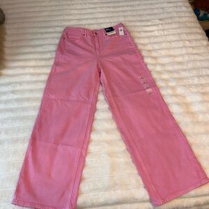 NWT Old Navy Pink Extra High-Rise Sky-Hi Wide Leg Jeans Size 8